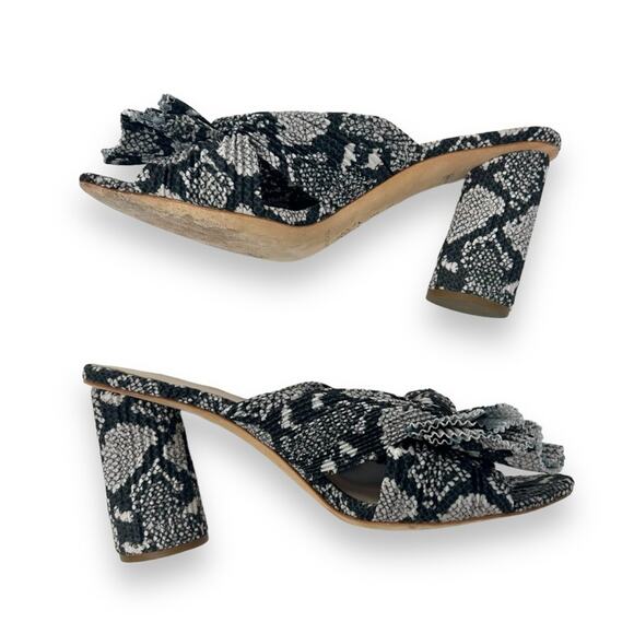 Loeffler Randall Penny Pleated Knot Mule Slip On Sandal Snake Black 8 Women’s - Picture 8 of 11